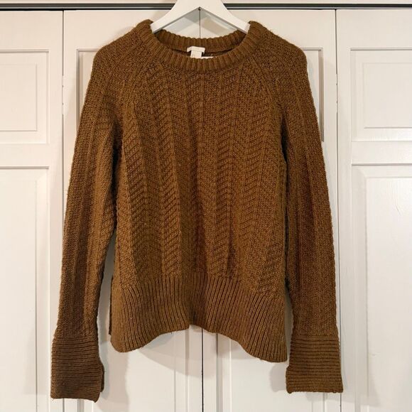 H&M brown chevron crewneck wool blend sweater size small - Picture 3 of 9